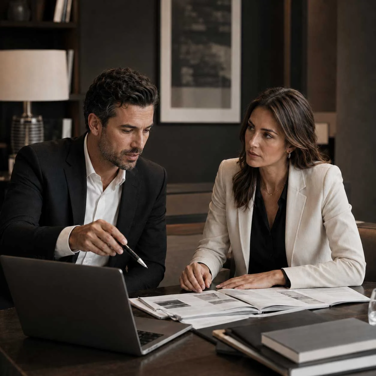Business strategist and client in a working session on business systems and planning